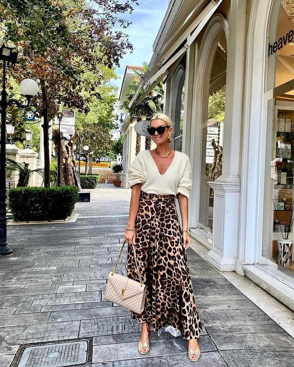 Summer Fashion Versatile Casual Waisted Leopard-Print Skirt for Women