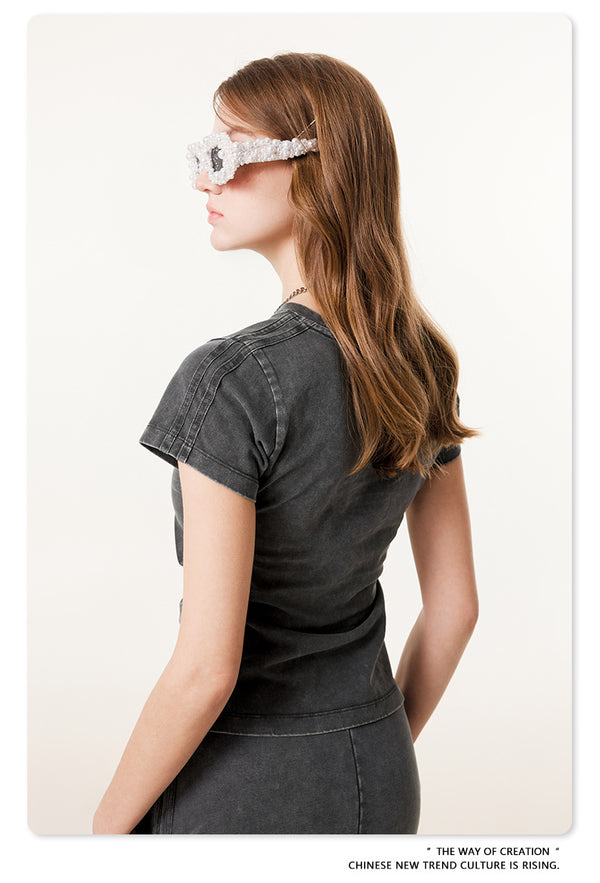 Summer Fashion Patchwork Round-neck Sylish American T-shirt