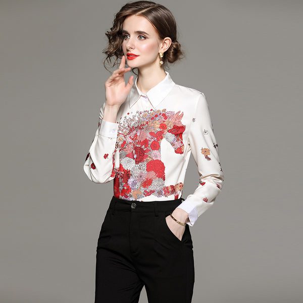 Full Matching Waist Shrink Positioning Printed Shirt