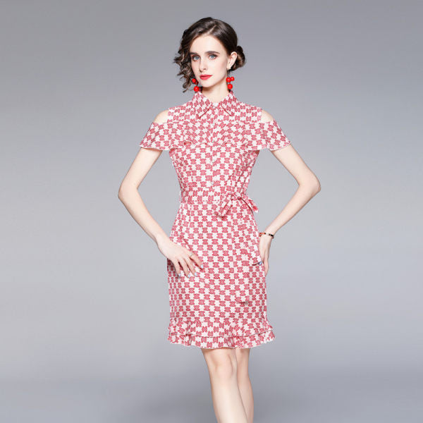 Off-the-Shoulder Peplum Temperament Dress Elegant Slimming Fish Tail Skirt