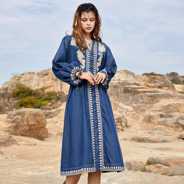 New Baggy Plus Size Vintage Embroidered Denim Skirt